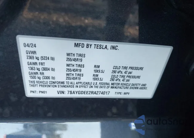 7SAYGDEE2RA274017: 43047623