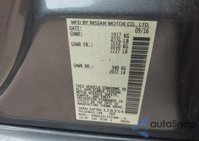 1N4AL3AP3HC128354: 43047731