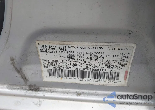 JTEHH20V310098862: 43047743