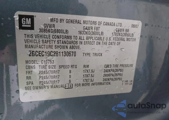 2GCEC19C281130670: 43047781