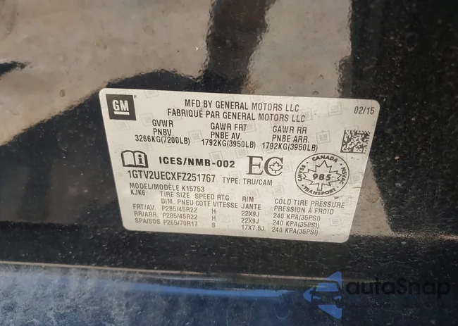 1GTV2UECXFZ251767: 43046994