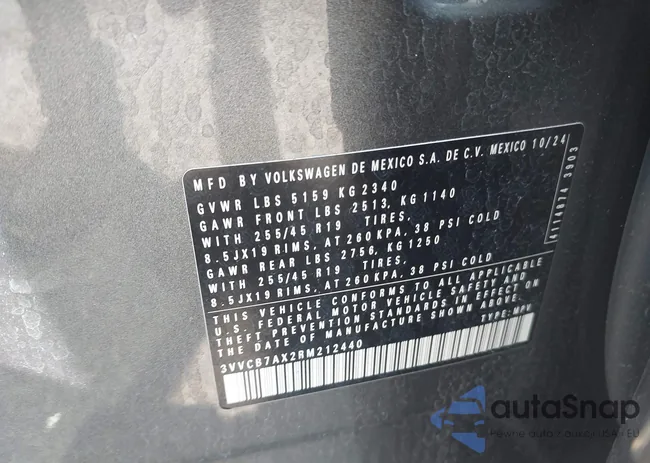 3VVCB7AX2RM212440: 43047174