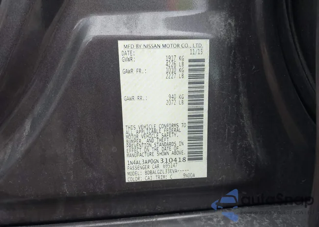 1N4AL3AP0GN310418: 43048261