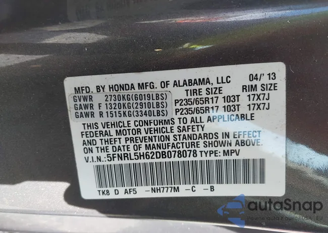 5FNRL5H62DB078078: 43048421