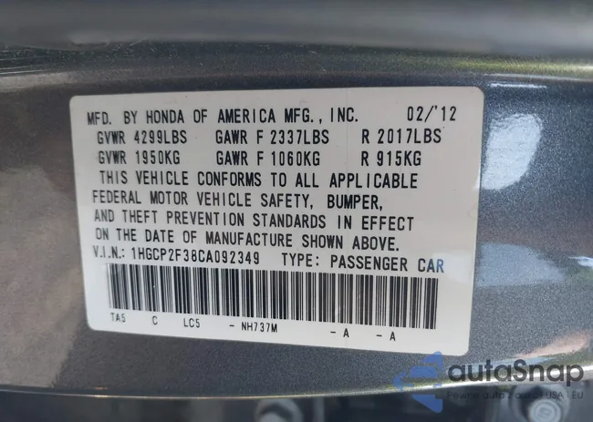 1HGCP2F38CA092349: 43048566