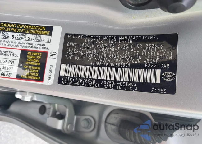 4T1BF1FK0GU606001: 43047859