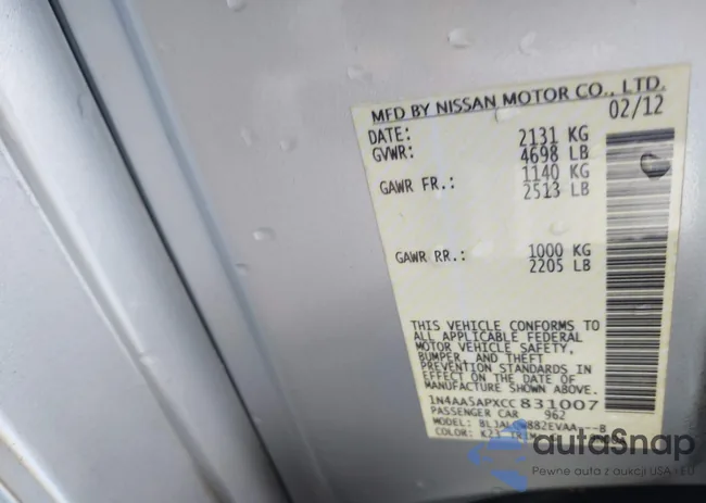 1N4AA5APXCC831007: 43047888