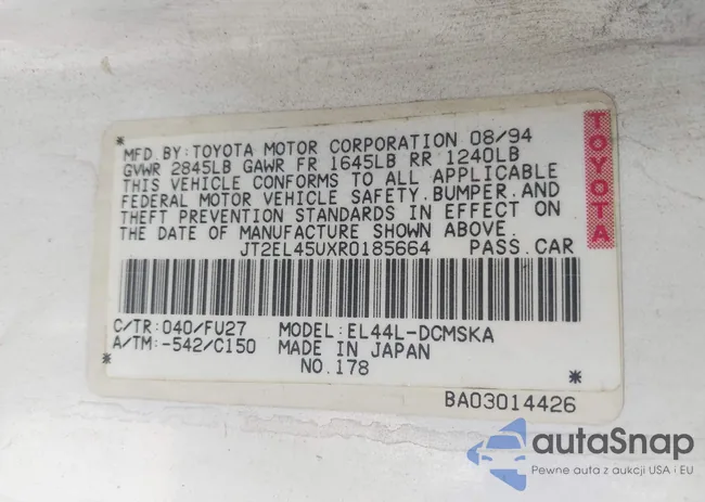 JT2EL45UXR0185664: 43047937