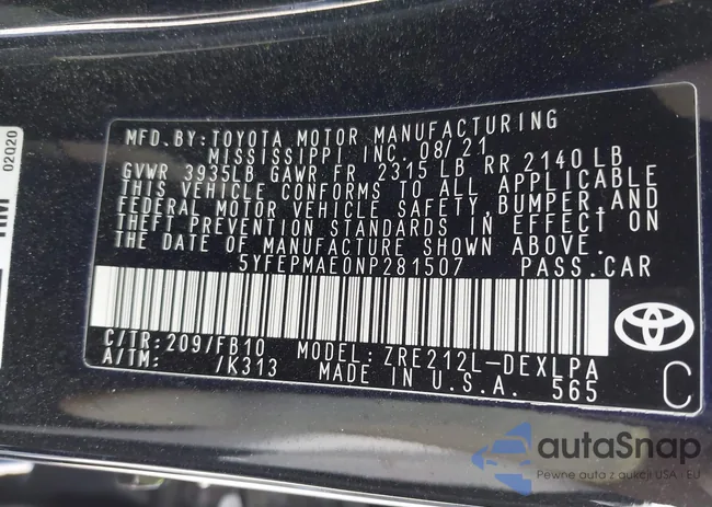 5YFEPMAE0NP281507: 43048022