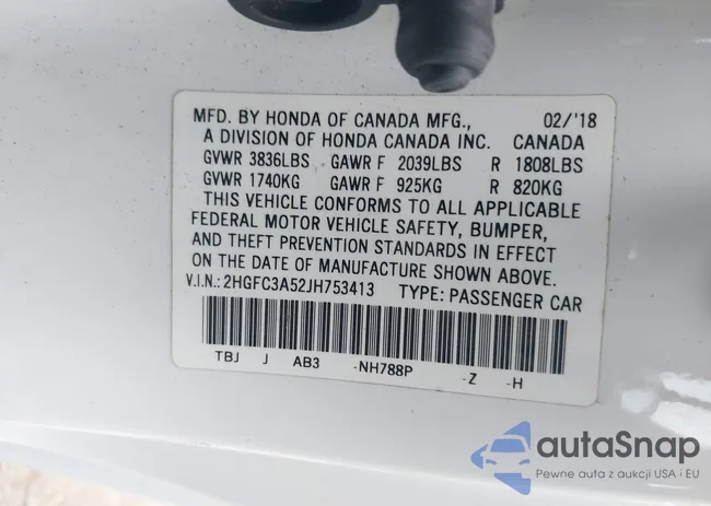 2HGFC3A52JH753413: 43048153