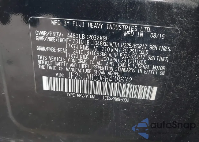 JF2SJABC0GH438632: 43049339