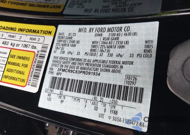 3FMCR9C63PRD91934: 43049511