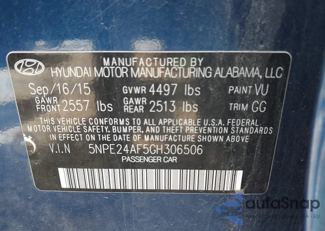 5NPE24AF5GH306506: 43049521