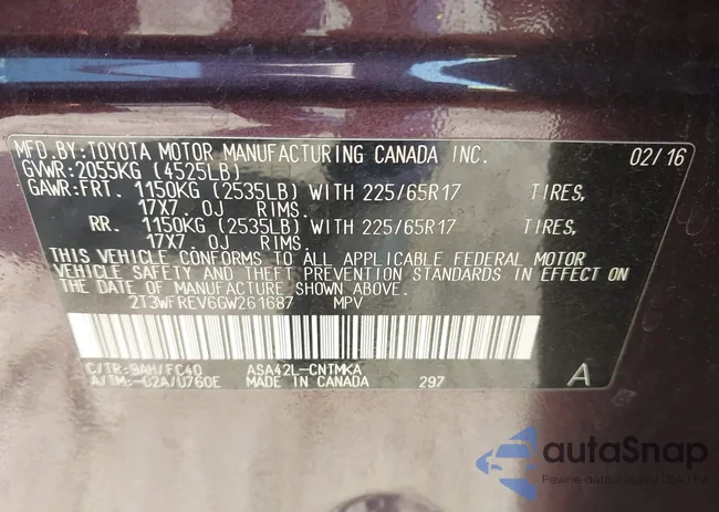 2T3WFREV6GW261687: 43048965