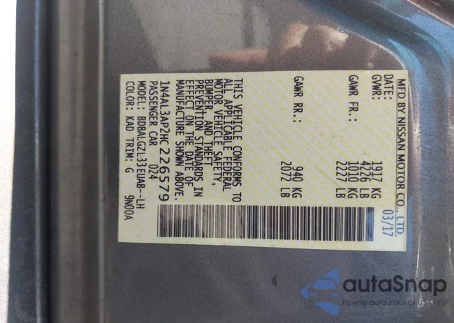 1N4AL3AP2HC226579: 43049081