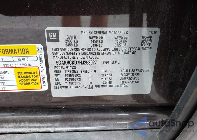 5GAKVCKD7HJ253027: 43049192