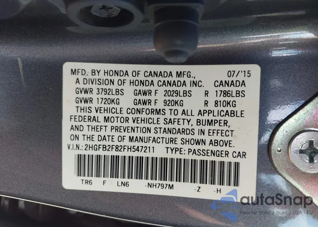 2HGFB2F82FH547211: 43049230