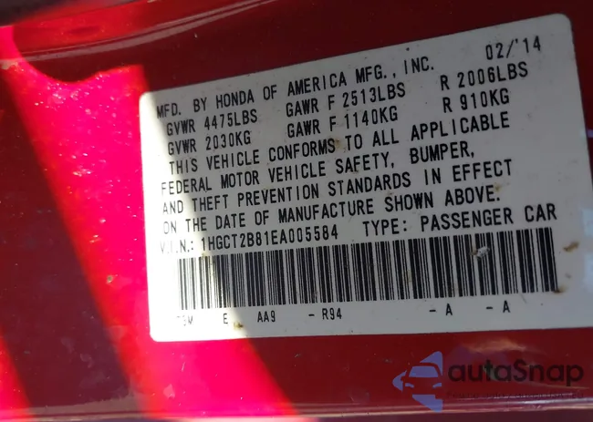 1HGCT2B81EA005584: 43050475