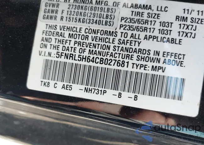 5FNRL5H64CB027681: 43050526