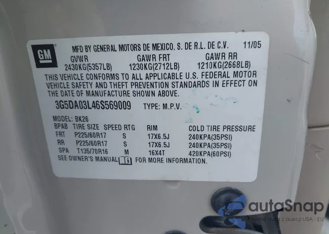 3G5DA03L46S569009: 43050529