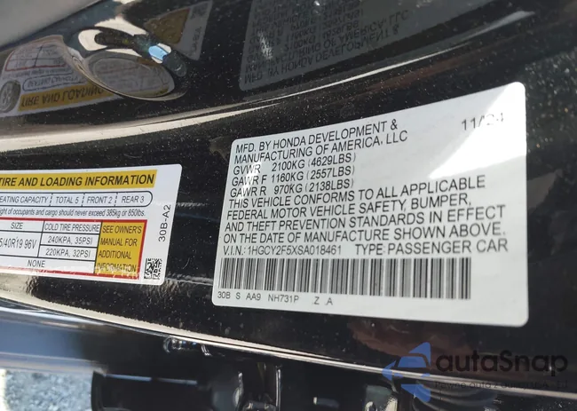 1HGCY2F5XSA018461: 43050544