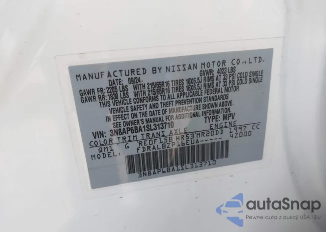 3N8AP6BA1SL313710: 43050570