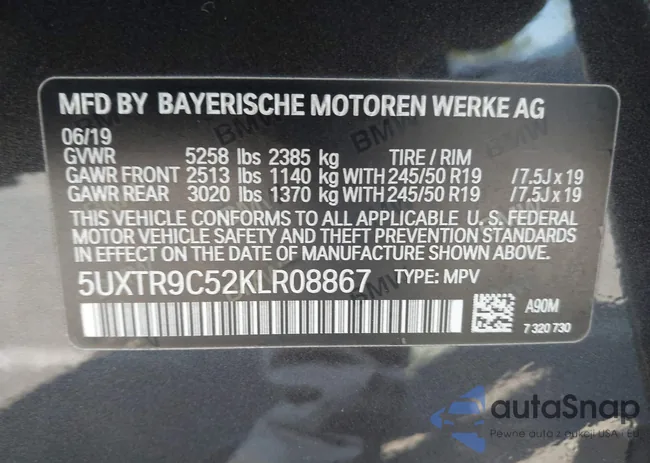 5UXTR9C52KLR08867: 43050676