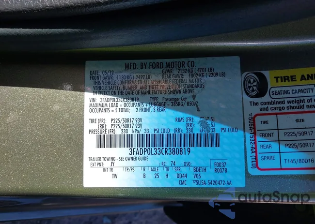 3FADP0L33CR380819: 43050828