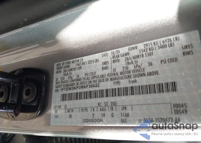 1FTEW3KP3RKF36622: 43049867