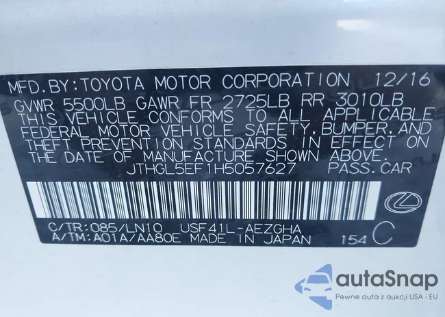 JTHGL5EF1H5057627: 43049932