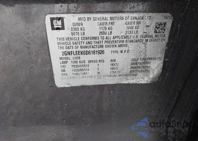 2GNFLEEK6D6181926: 43051260