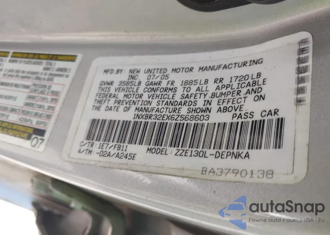 1NXBR32EX6Z568603: 43051325