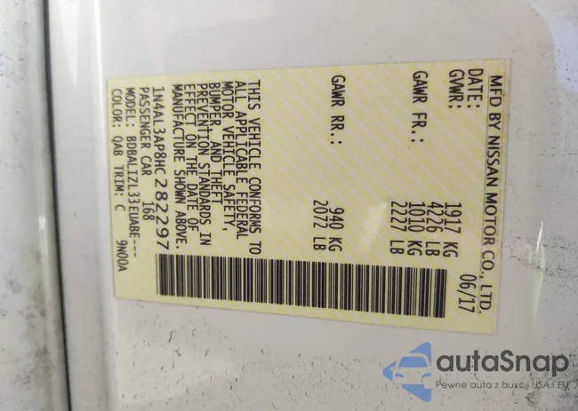 1N4AL3AP8HC282297: 43051437