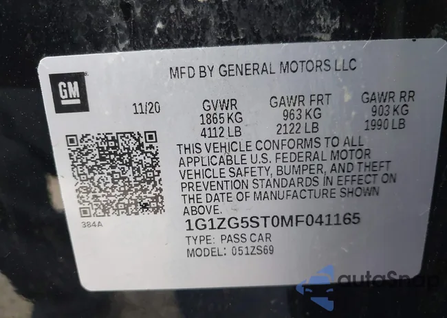 1G1ZG5ST0MF041165: 43051467