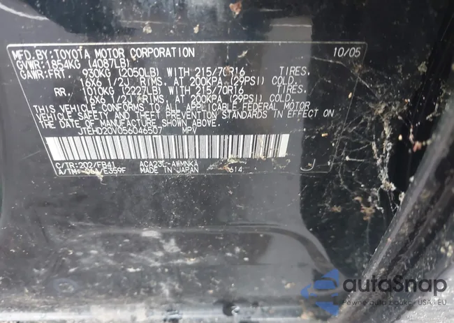 JTEHD20V056046507: 43051547