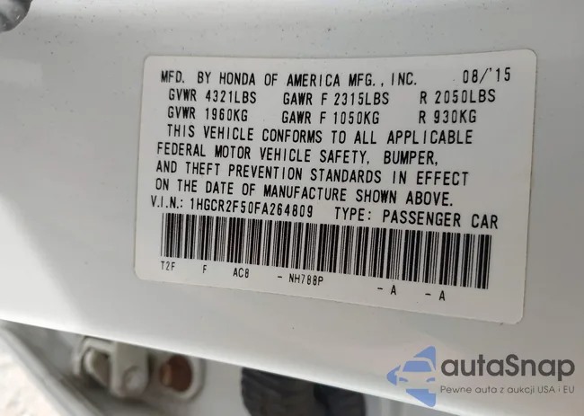 1HGCR2F50FA264809: 43051593