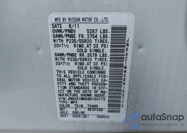 JN8AZ1MW5BW180773: 43051663