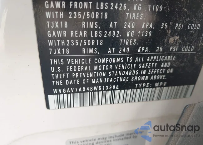 WVGAV7AX4BW513998: 43051783