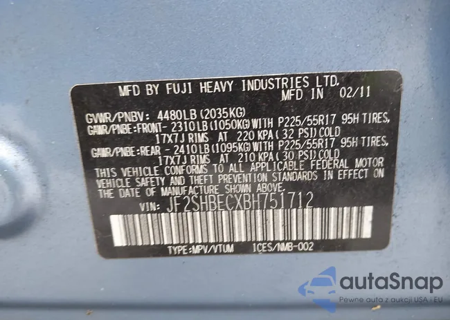 JF2SHBECXBH751712: 43050872