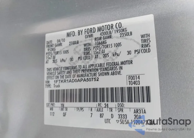 1FTKR1AD0APA50752: 43050948