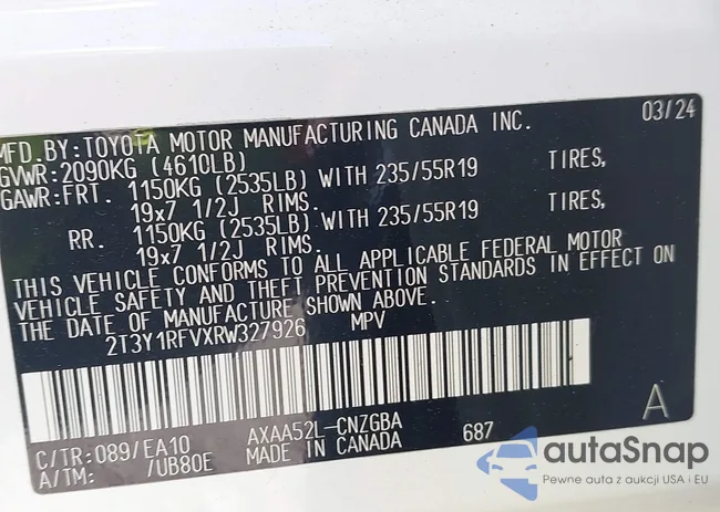 2T3Y1RFVXRW327926: 43050958