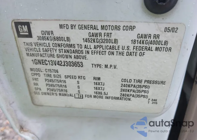 1GNEC13V42J303653: 43050997