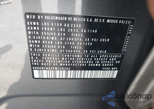 3VVCB7AX5PM126262: 43051129