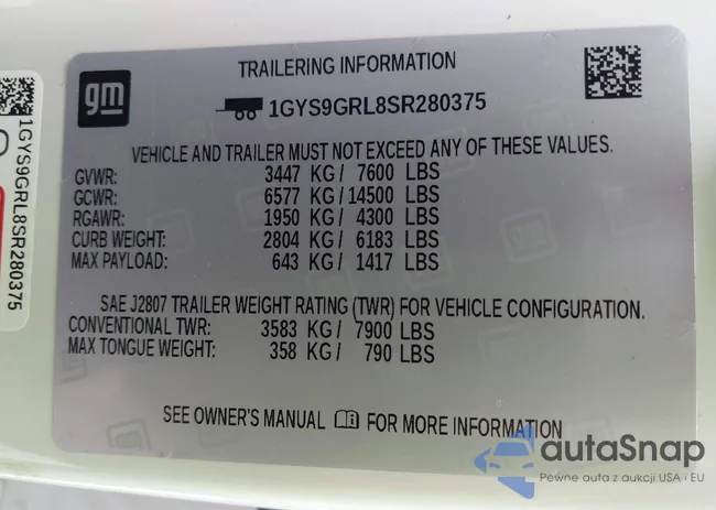 1GYS9GRL8SR280375: 43052245