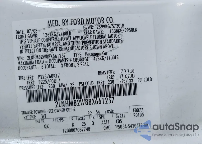 2LNHM82W88X661257: 43052303