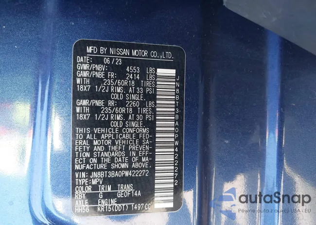 JN8BT3BA0PW422272: 43052341