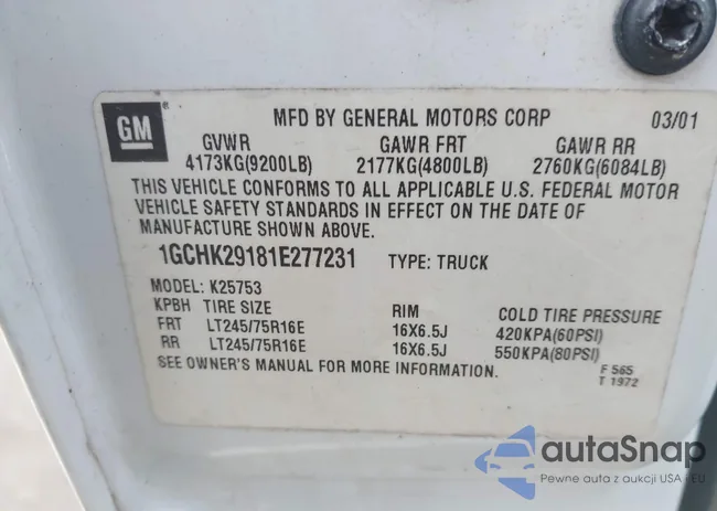 1GCHK29181E277231: 43052406