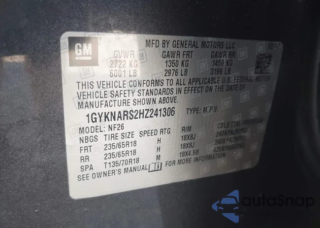 1GYKNARS2HZ241306: 43052411