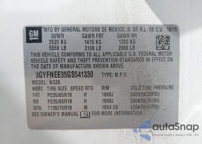 3GYFNEE35GS541330: 43052483