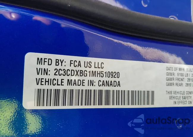 2C3CDXBG1MH510920: 43052513